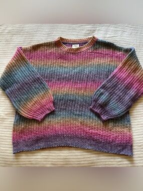 hayden la candy colored stripes chunky knit sweater / size xl